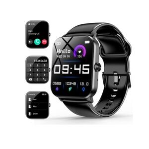 Smart Watch, 1.85" Smartwatch, Waterproof Fitness‎ Watch for Android iOS (Black)